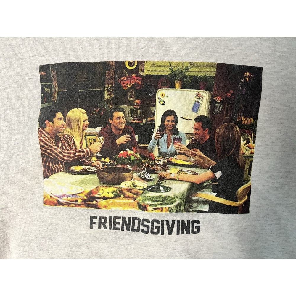 Hanes Friendsgiving Thanksgiving Crewneck Sweatshirt Men's XL Gray Friends - Picture 2 of 8